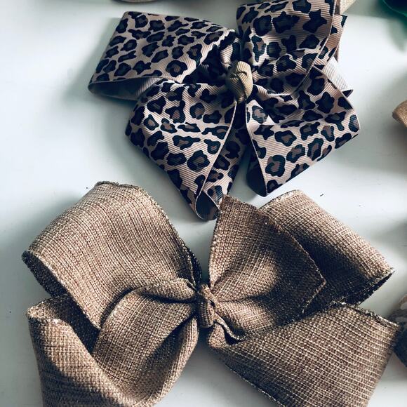 Set of 6 Baby Girl's Hair Bows Coffee Christmas Leopard Gold Southern Boutique - Picture 7 of 10